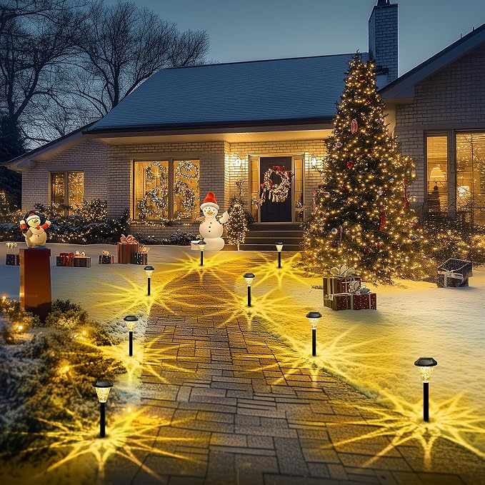 GIGALUMI 8 Pack Solar Lights Outdoor Waterproof, Solar Garden Lights | Outdoor Solar Lights for Yard, Yard Decorations Outdoor for Pathway, Patio, Garden, Driveway, Lawn, and Landscape(Warm White)