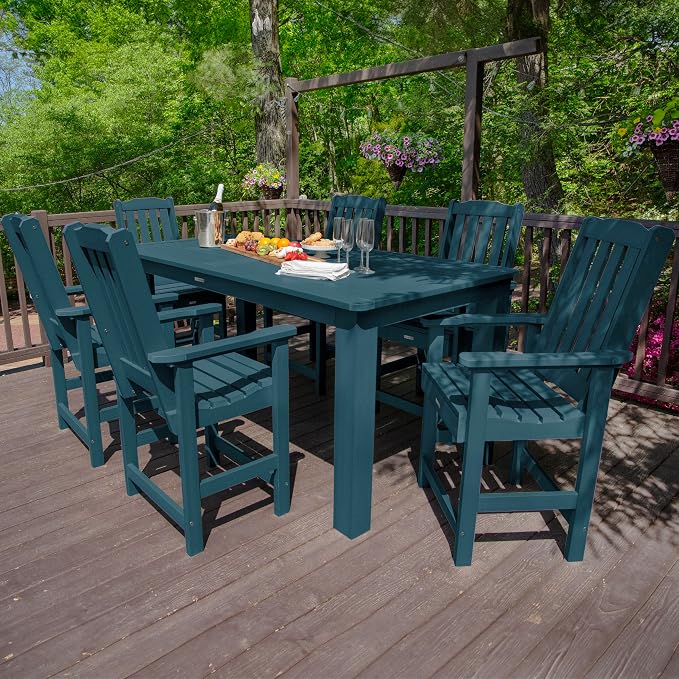 Highwood AD-ST7LH2CO5BA-NBE Lehigh 7pc Rectangular Counter Height Dining Set 84" x 42", Nantucket Blue