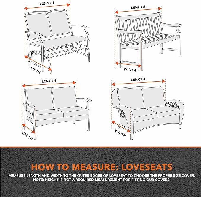 Modern Leisure Garrison Patio Loveseat Cover - Weather-Resistant Fabric - Outdoor Furniture Protection Perfect for Patio, Deck, and Porch - 55" L x 33" W x 38" H - Granite