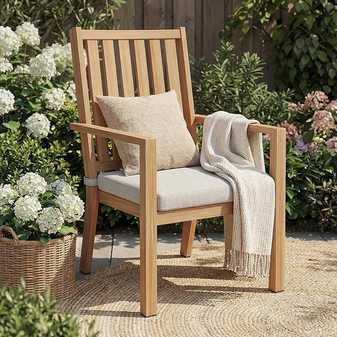 RoyalCraft Aluminum Outdoor Patio Chairs Set of 4, Outdoor Chairs with Waterproof Cushions, Outdoor Dining Chairs with Armrests, Metal Patio Furniture Set for Porch, Balcony, Deck, Backyard, Brown