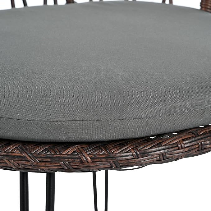 Montary 3 - Piece Outdoor Leisure Set,2 Stylish Hand - Woven Rattan Single Chairs & a Sturdy Tempered Glass Round Table - Ideal for Relaxing on Balconies and Courtyards,Brown & Gray