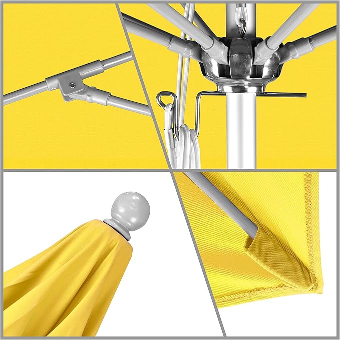 California Umbrella 11' Rd. Venture Series Contract Grade Patio Umbrella, Pulley Open, Silver Finish, Lemon Olefin