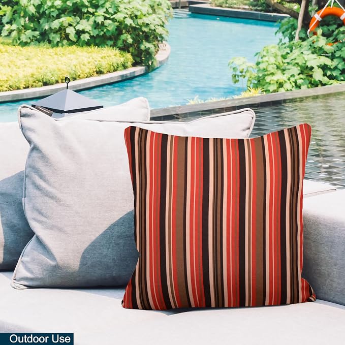 COZY TRENDS Decorative Indoor Outdoor Waterproof Throw Pillows with Inserts - Stylish Comfort for Your Patio Furniture, Garden Chairs, or Indoor Décor 18x18 Inches | Set of 2 (Red)