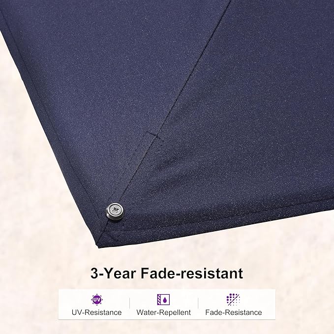 PURPLE LEAF 10 FT Right-left Tilt Patio Umbrella Swivel White Cantilever Umbrella with Tilt Aluminum Outdoor Umbrella with 360° Rotation for Deck Pool Garden, Navy Blue