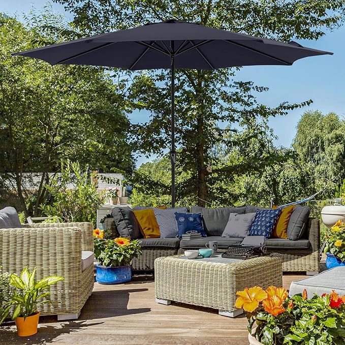 COBANA Patio Umbrella with Base Included, Outdoor Market Table Umbrella with Umbrella Stand Weights