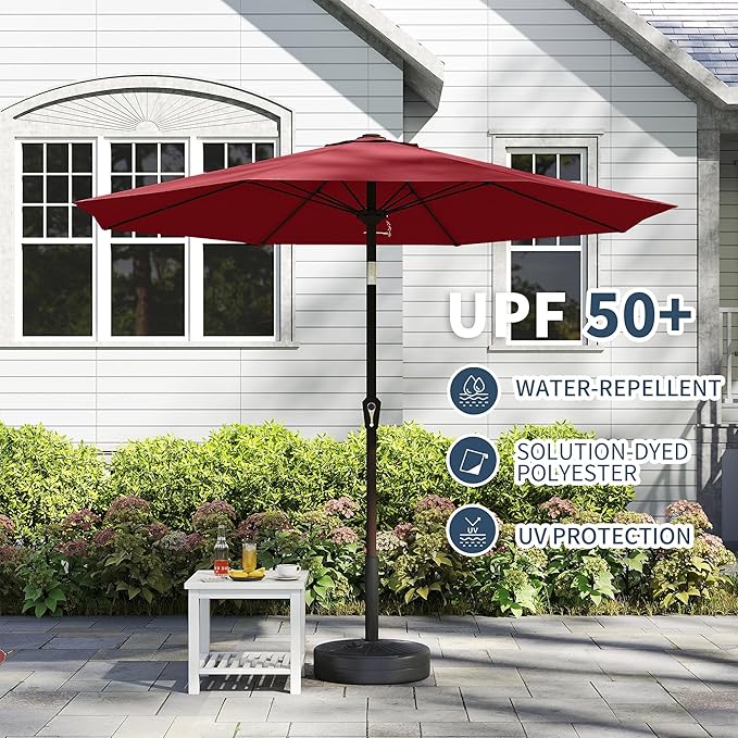 PatioKingdom 11FT Patio Umbrella,Outdoor Umbrella with Push Button Tilt and Crank,Market Table Umbrella with 8 Sturdy Fiberglass Ribs UV Protection