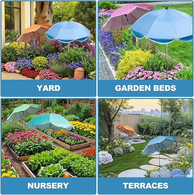 5 Pcs Plant Umbrellas with Adjustable Angle, 23.6 Inch Tall 40" Canopy Adjustable Height Sun Shade Cover for Outdoor Potted Plants, Garden Beds & Patio Flowers, UV Protection & Easy Setup