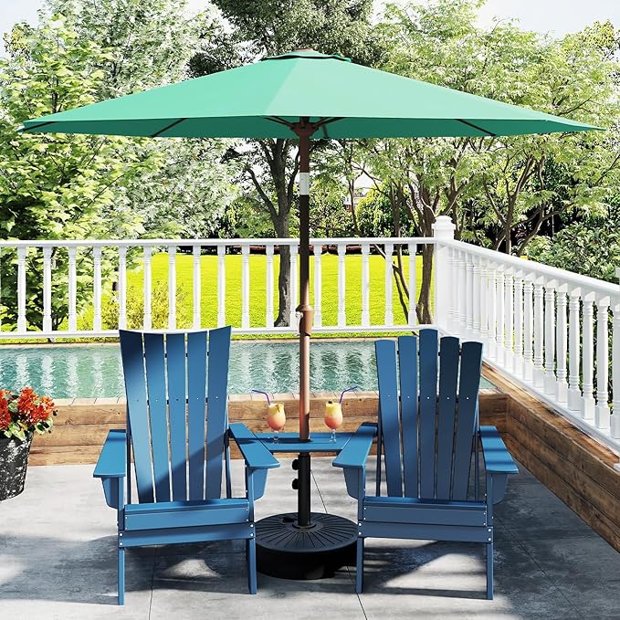 GREENVINES 9-FT-Patio-Umbrella | 8 Sturdy Fiberglass Ribs | Outdoor-Table-Umbrellas | Push Button Tilt & Crank | Waterproof | Market Umbrella | for Deck Backyard Pool Garden | Aqua