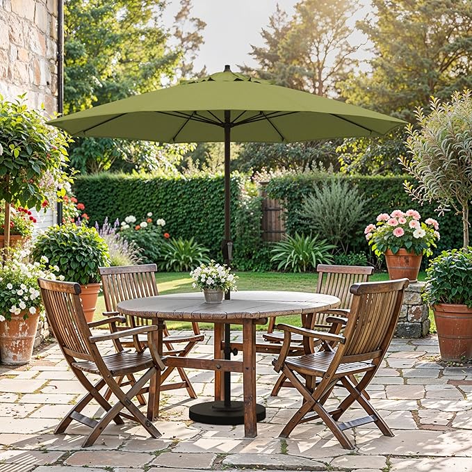 California Umbrella 10-Year Protection 7.5 Ft Outdoor Patio Umbrella, Pacifica Fade-Resistant Fabric, Auto-Tilt, Heavy Duty Aluminum Frame, 8 Reinforced Ribs for Pool or Deck, Bronze Pole, Ginkgo