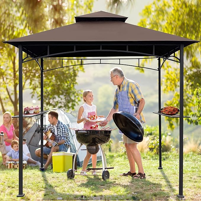 Coastshade Replacement Gill Gazebo BBQ Canopy Top for Model #L-GG001PST-F,8x5 Gazebo Grill Canopy BBQ Gazebos Top Only(Brown)