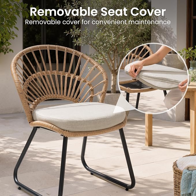 13 Piece Aluminum Patio Dining Set with Rattan Outdoor Chairs | 116" Large Rectangle Table with Umbrella Hole, 12 Shell Shaped Side Chairs with Beige Cushions for Backyard Garden Deck