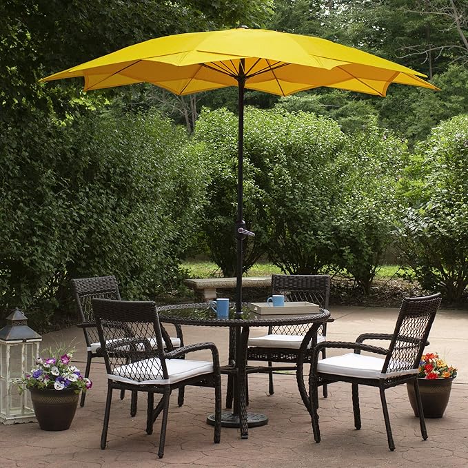 Northlight 8.85ft Outdoor Patio Lotus Umbrella with Hand Crank, Yellow