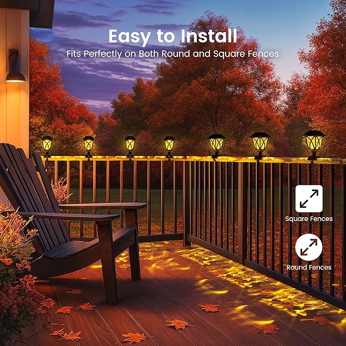 Solar Fence Lights Outdoor Waterproof, Led Solar Lights Outdoor for Chain Link Fence, Trampoline, Step, Stairs, Yard and Pathway, Warm White 6 Pack