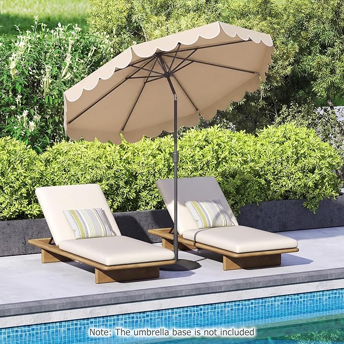 HAPPYGRILL 10 FT Patio Umbrella, Market Table Umbrella w/Crank, Push Button Tilt, Ruffled Edges, Vented Top & 8 Ribs, Outdoor Sun Shade for Poolside Backyard Beach