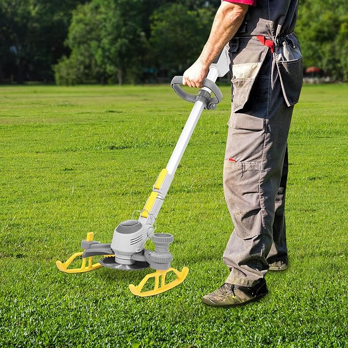 Electric Weed Trimmer Rechargeable 3 in 1,Cordless Grass Trimmer & Edger 600W 10000RPM with 4.0Ah Battery,Adjustable 42-60in Pole & 3 Blades for Lawn/Yard/Orchard
