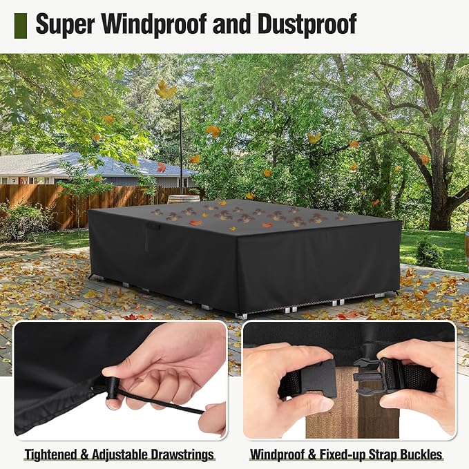 MR.COVER Patio Furniture Cover, Outdoor Sectional Sofa Set Cover Water Resistant General Purpose Rectangular 600D Heavy Duty Patio Table protection Size 108L x 82W x 28H inch