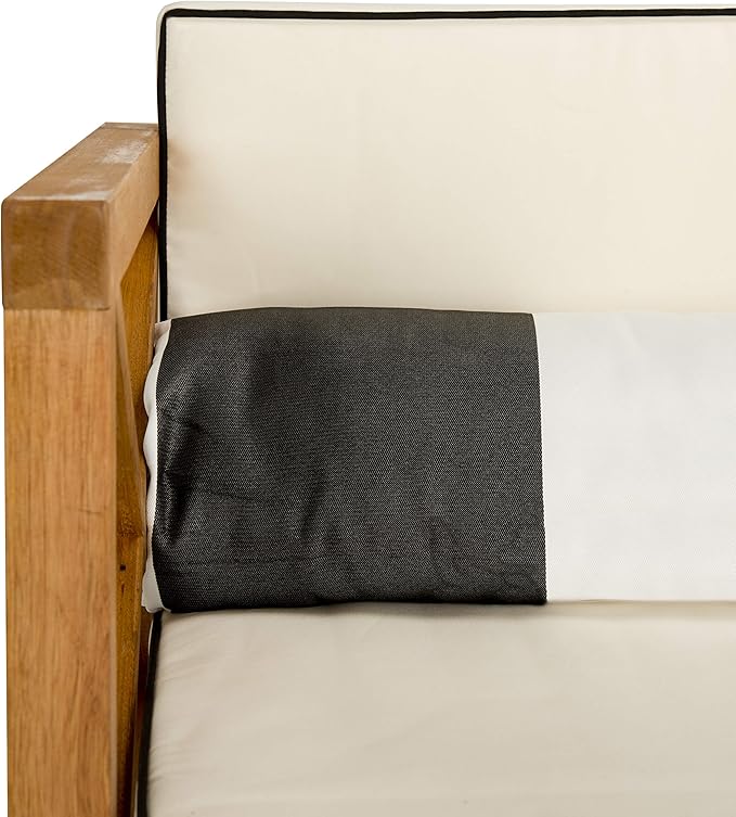Safavieh PAT7031A Collection Nunzio Teak and White and Navy 4 Pc Accent Pillows Outdoor Set