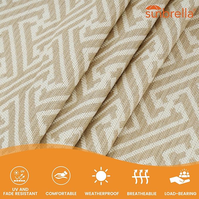 Lazy Daze Hammocks 12 FT Sunbrella Fabric Hammock not Fading with Spreader Bars and Free Pillow Fits for 2 Persons, All Weather and Fade Resistant for Patio Yard, 450 lbs Capacity, Meander Wren