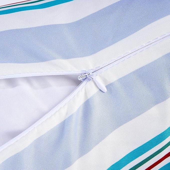 Adabana Blue Outdoor Waterproof Throw Pillow Covers 18x18, Decorative Colorful Striped Pillows Cover Set of 2 for Patio Garden Porch, Blue