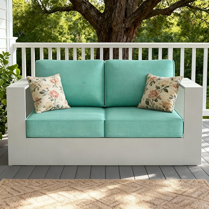 LayinSun Oversized Aluminum Outdoor Furniture, 1 Piece Patio Lovseat Sofa, Deep Seating and Upgraded 6-inch Cushions for Porch, Balcony, Deck