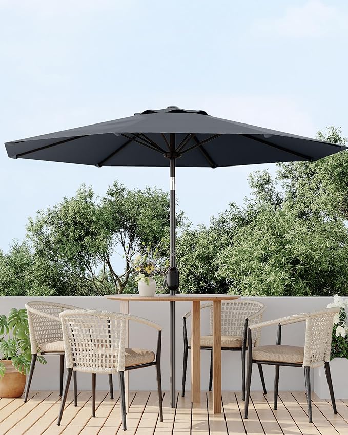 GarveeLife Outdoor Patio Umbrella, Table Market Umbrella with Push Button Tilt and Crank, 8 Sturdy Ribs UV Protection Waterproof for Garden, Deck, Backyard, Pool