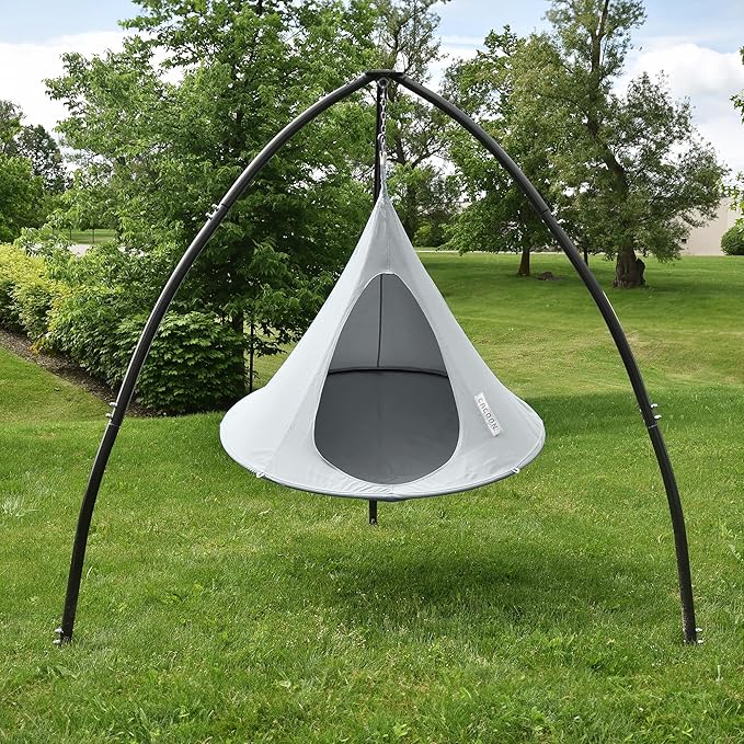 Single Cacoon Hanging Chair – Cozy Indoor/Outdoor Hammock with Polyester Canvas, 440 lb Capacity, Includes 18ft Rope & Carabiner