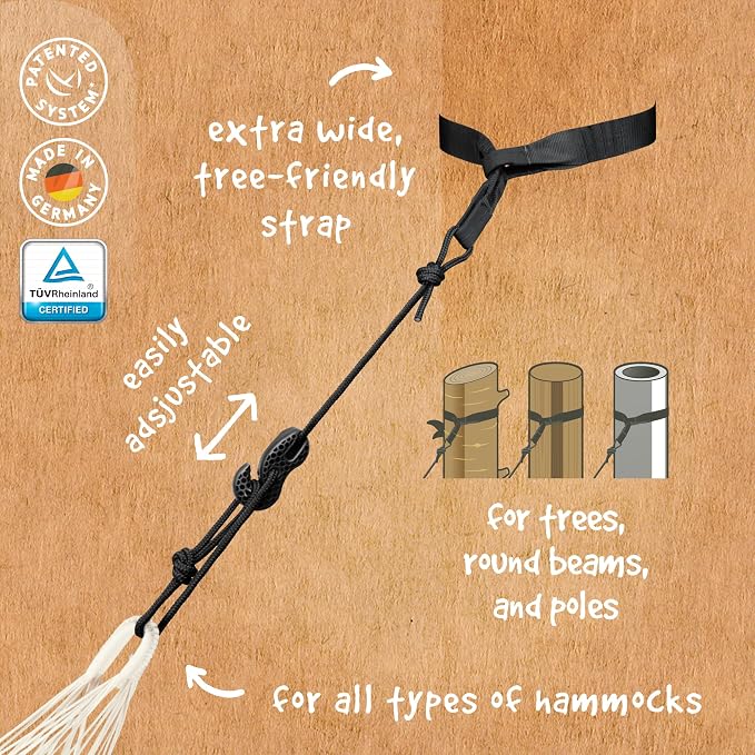 LA SIESTA Flora Classic Cotton Hammock with TreeMount & Straps - Extra Large Patio & Indoor / Outdoor Hammock Bed, 2 Person King Size, Chocolate