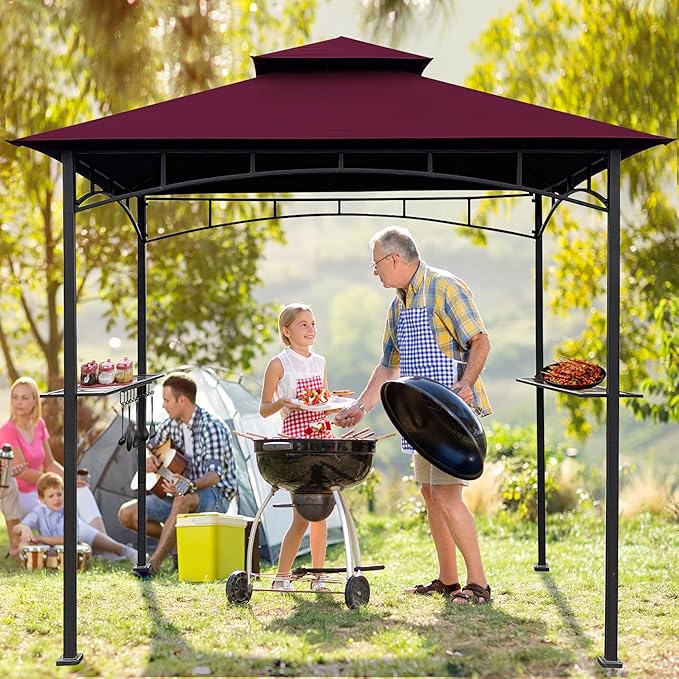 Coastshade Replacement Gill Gazebo BBQ Canopy Top for Model #L-GG001PST-F,8x5 Gazebo Grill Canopy BBQ Gazebos Top Only(Burgundy)