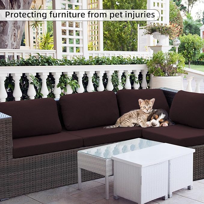Outdoor Cushion Covers Set,14PCS Patio Furniture Couch Seat Slipcovers, Replacement for Sofa Sectional Chair(Cover，Only)