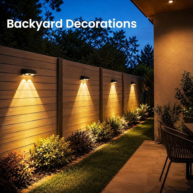 Solar Fence Lights Outdoor, Color Changing, Waterproof IP65, 16 Pack | 11 Modes, 9 Colors 50 LM Solar Lights Waterproof with LED Focus Lens for Wall Backyard Deck Patio Porch Step Pool Decor