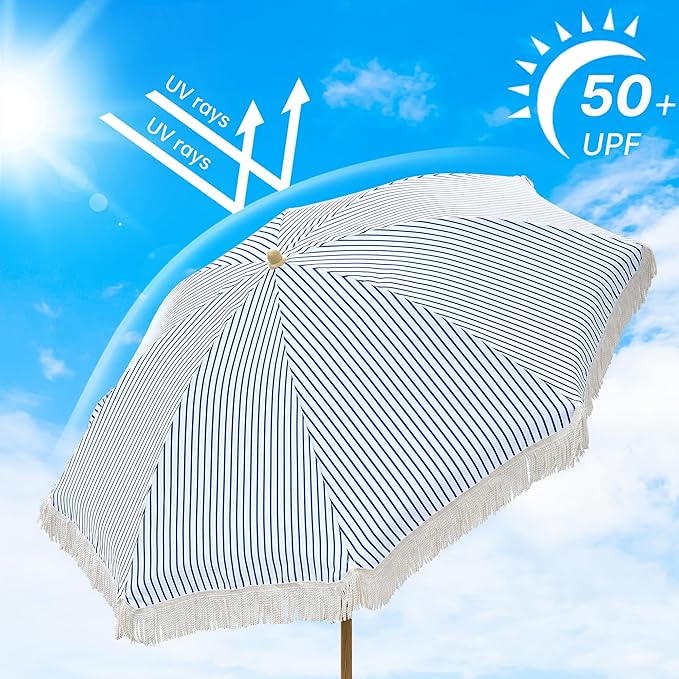 Aohanoi Outdoor Umbrella - Sun Protection, Rain Resistant, Windproof with Manual Open-Close Feature - Ideal for Beach, Camping, and Picnics
