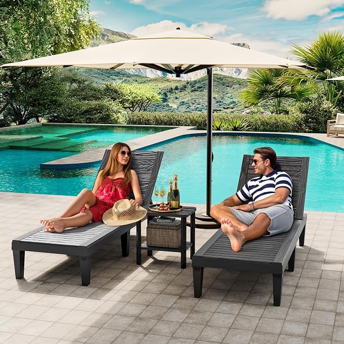 KAMABOKO Adirondack Square Outdoor Side Table, HDPE Small Patio Table, Weatherproof End Table for Patio, Pool, Backyard, Easy Maintenance(Black)