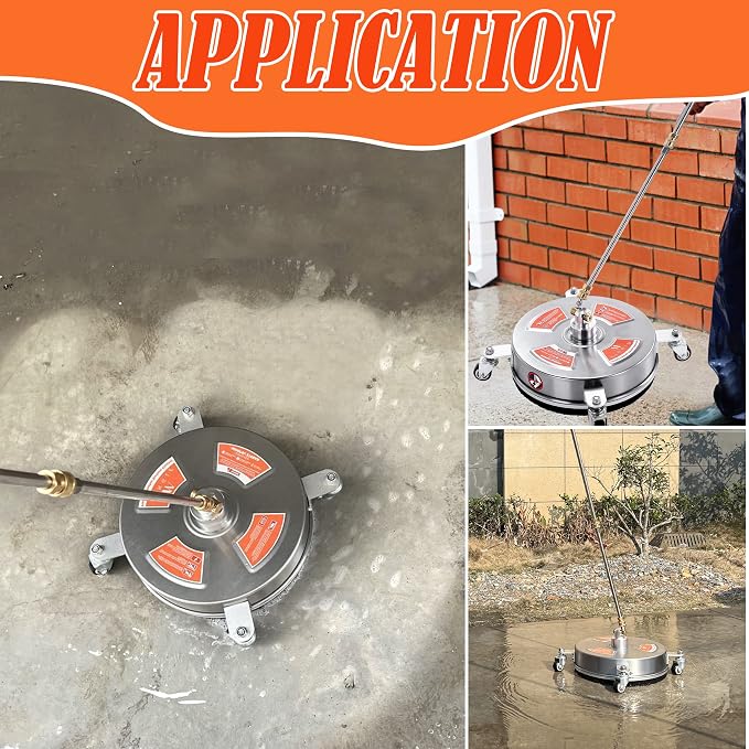 M MINGLE 14'' Pressure Washer Surface Cleaner Attachment, Driveway Power Washer Accessory with 2 Extension Wand, 1/4" Quick Connect, 4000 PSI