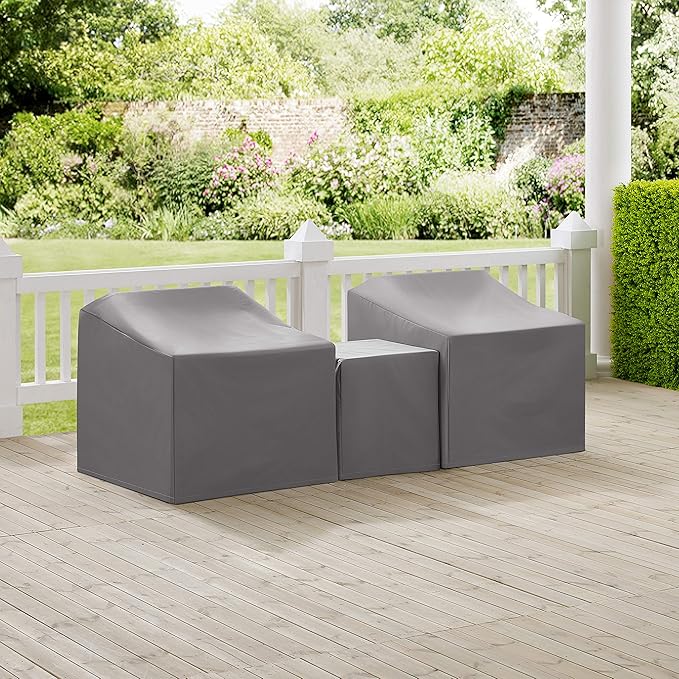 Crosley Furniture Patio Furniture Covers, Waterproof 3-Piece Cover Set for Outdoor Chairs and Side Table, Gray