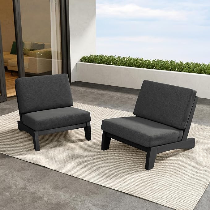 2 Pieces Patio Furniture Sets, All-Weather Outdoor Wood Bistro Set Patio Conversation Chiarsfor Balcony, Backyard