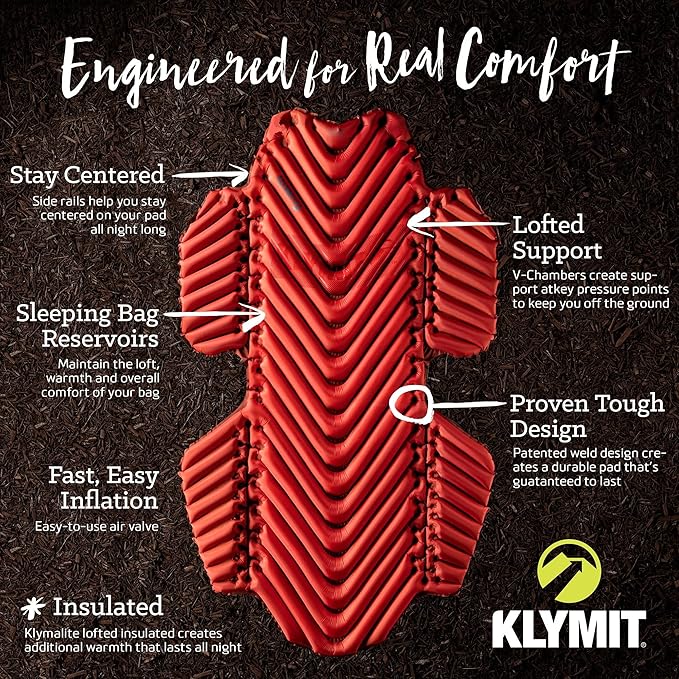 KLYMIT Hammock V Sleeping Pad, Inflatable Comfort, Pair With Traverse Hammock, Best Gear for Camping