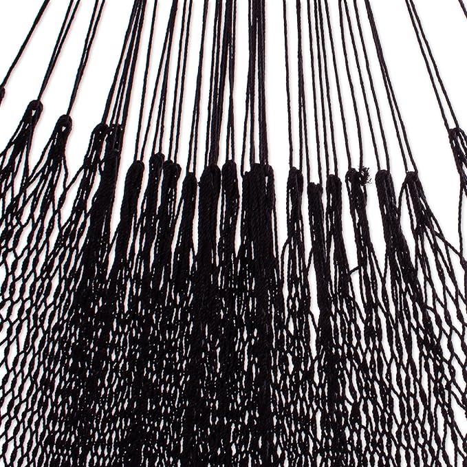 Novica Handmade Mirage in Black Cotton Rope Hammock (Double)