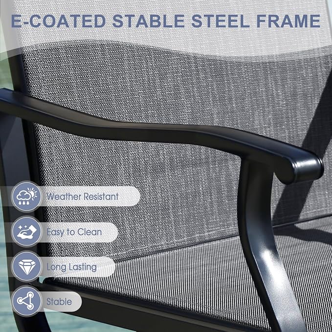 VICLLAX 7 Pieces Patio Dining Set, Patio Furniture Set of 6 Patio Swivel Dining Chairs and 50" Patio Spliced Round Tabletop, Dark Charcoal Chairs & Walnut Tabletop