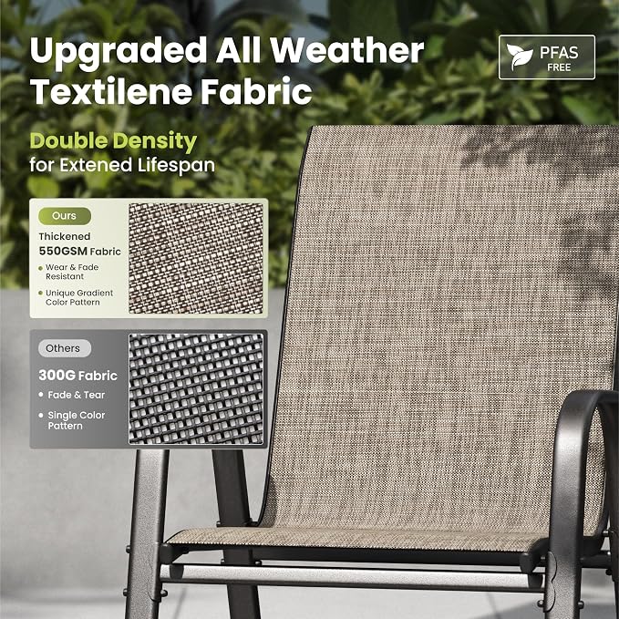PHI VILLA 7 Piece Patio Table and Chairs Set for 6 Person, Metal Slat Rectangle Table and Stackable Patio Chairs with Textilene Mesh Fabric, All Weather Patio Furniture Set for Deck Lawn Garden