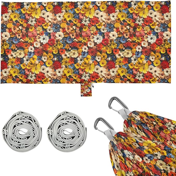 Camping Hammock Outdoor Hammocks for Outside Vivid Flower Beach Trees Portable Lightweight with Pockets Tree Straps Indoor