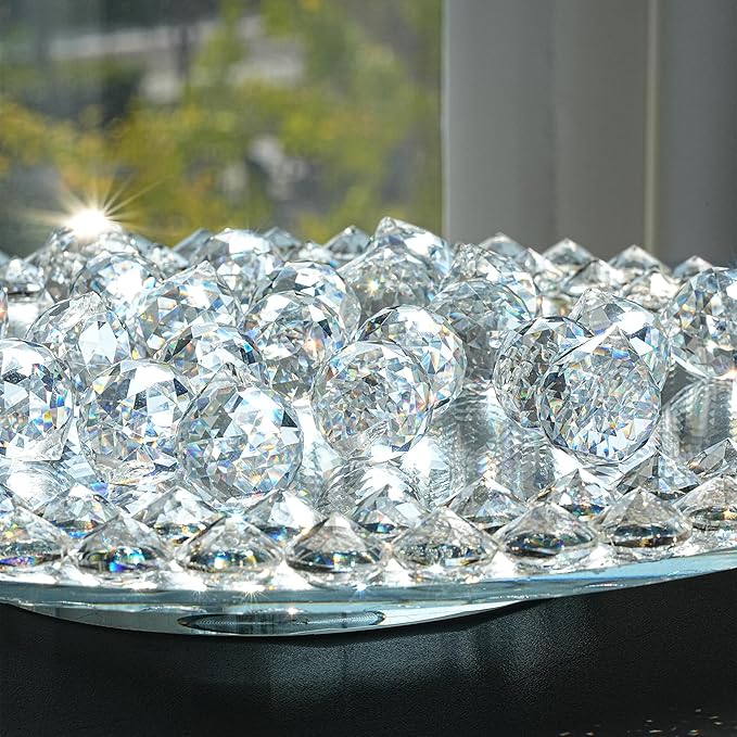 48pcs Clear Crystal Ball Prism 20mm Chandeliers Prism Sun Catcher Hanging | Rainbow Maker,Crystals Prisms Suncatchers for Windows,Glass Ball Ornaments For Christmas Tree,Chandeliers Crystals