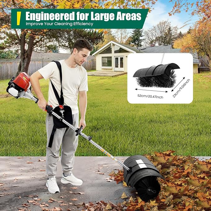 4 Stroke Handheld Sweeper Broom, Engine Power Lawn Sweeping Broom, Snow Cleaner Tools for Grooming Lawns On Farms, Streets, Parks