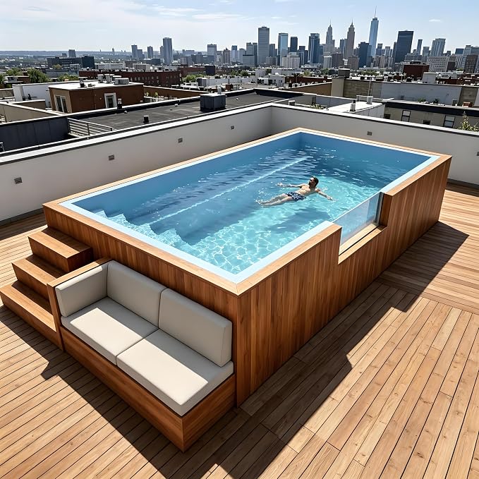 Custom Modular Container Swimming Pool, Luxury Above Ground Prefabricated Swimming Pool, Modern Outdoor Pool with Optional Heating System for Backyard Villa Resort Airbnb Spa Commercial Relaxation Use