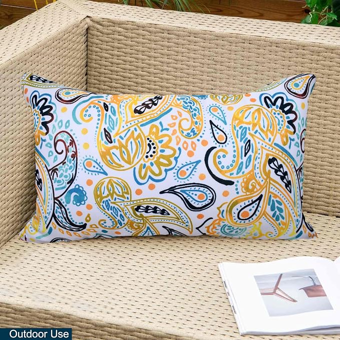 COZY TRENDS Decorative Indoor Outdoor Waterproof Throw Pillows with Inserts - Stylish Comfort for Your Patio Furniture, Garden Chairs, or Indoor Décor (12''X20'', Yellow)