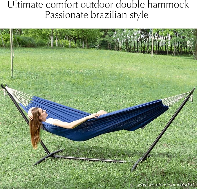 PNAEUT Double Hammocks for Outside, Replacement Outdoor Tree Hammock for Indoor Patio Porch Garden (Navy, Medium)