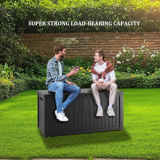 TARKARI 180 Gallon Outdoor Storage Box Waterproof, Resin Deck Boxes with Lockable Lid & UV-Resistant for Patio, Pool, Garden Furniture Cushions & Accessories, Black