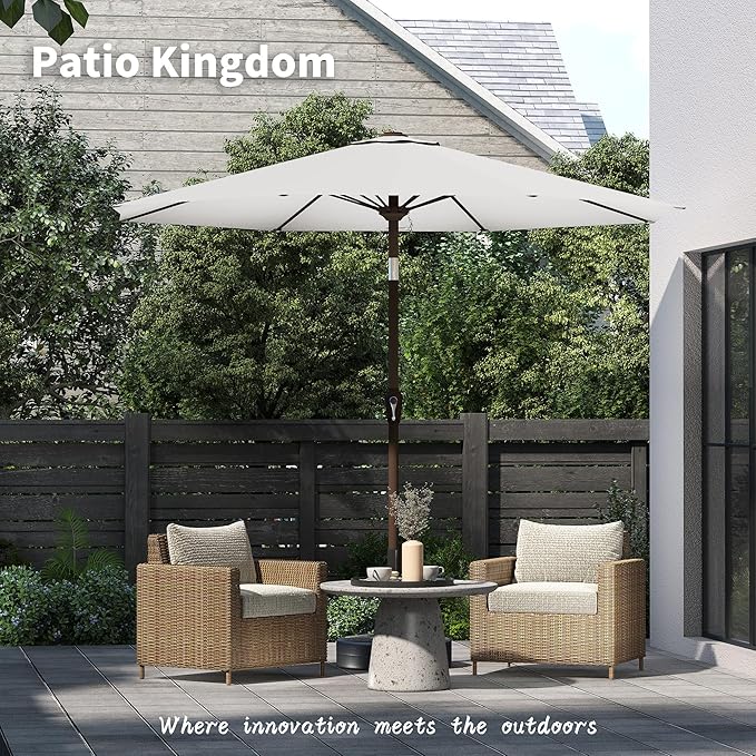 PatioKingdom 11FT Patio Umbrella,Outdoor Umbrella with Push Button Tilt and Crank,Market Table Umbrella with 8 Sturdy Fiberglass Ribs UV Protection