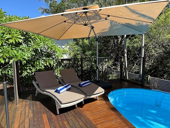 PURPLE LEAF 9' X 12' Patio Umbrella Outdoor Rectangle Umbrella Large Cantilever Umbrella Windproof Offset Heavy Duty Sun for Garden Deck Pool Patio, Beige