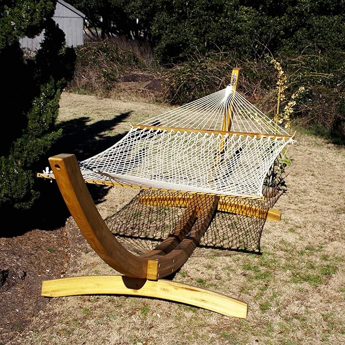 Nags Head Hammocks NH15OT Admiral Oatmeal Duracord Rope Hammock with Free Extension Chains & Tree Hooks, Handcrafted in The USA, Accommodates 2 People, 450 LB Weight Capacity, 13 ft. x 65 in.