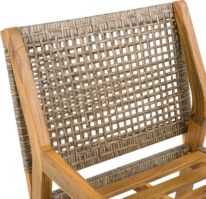 Christopher Knight Home Verle Wooden Patio Dining Set for 4, Acacia Wood Outdoor Dining Table Set for 4, 5 Piece Outdoor Dining Set with Round Table and Armchair with Seat Cushion, Teak+Grey